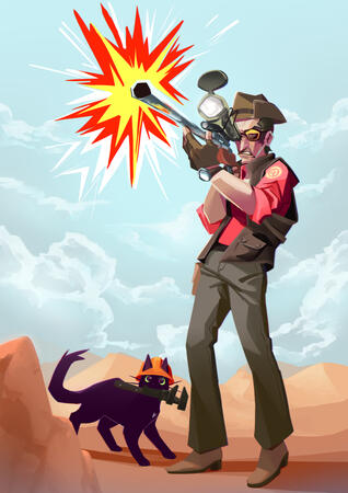 TF2 Sniper and a cat named after him