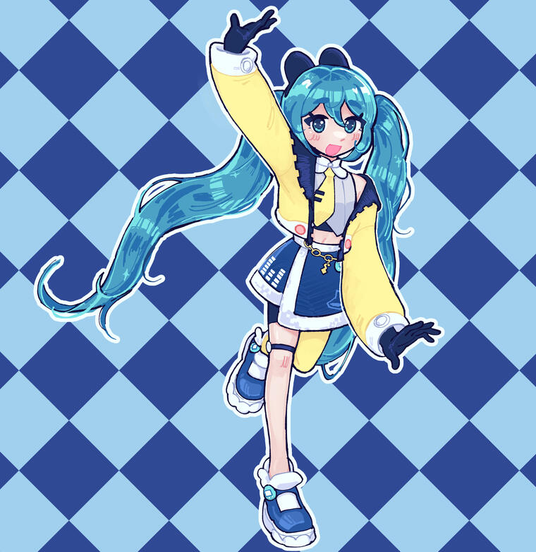miku mametchi collab fanart