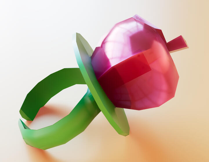 3d model of a ring pop shaped like an apple