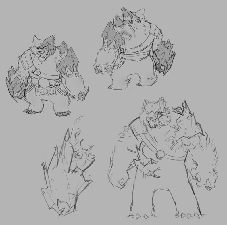 thijs, bear warrior concept sketches